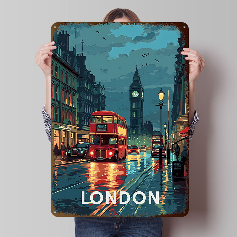 Retro Gaming London - Londra Big Ben Teneke Levha Posteri