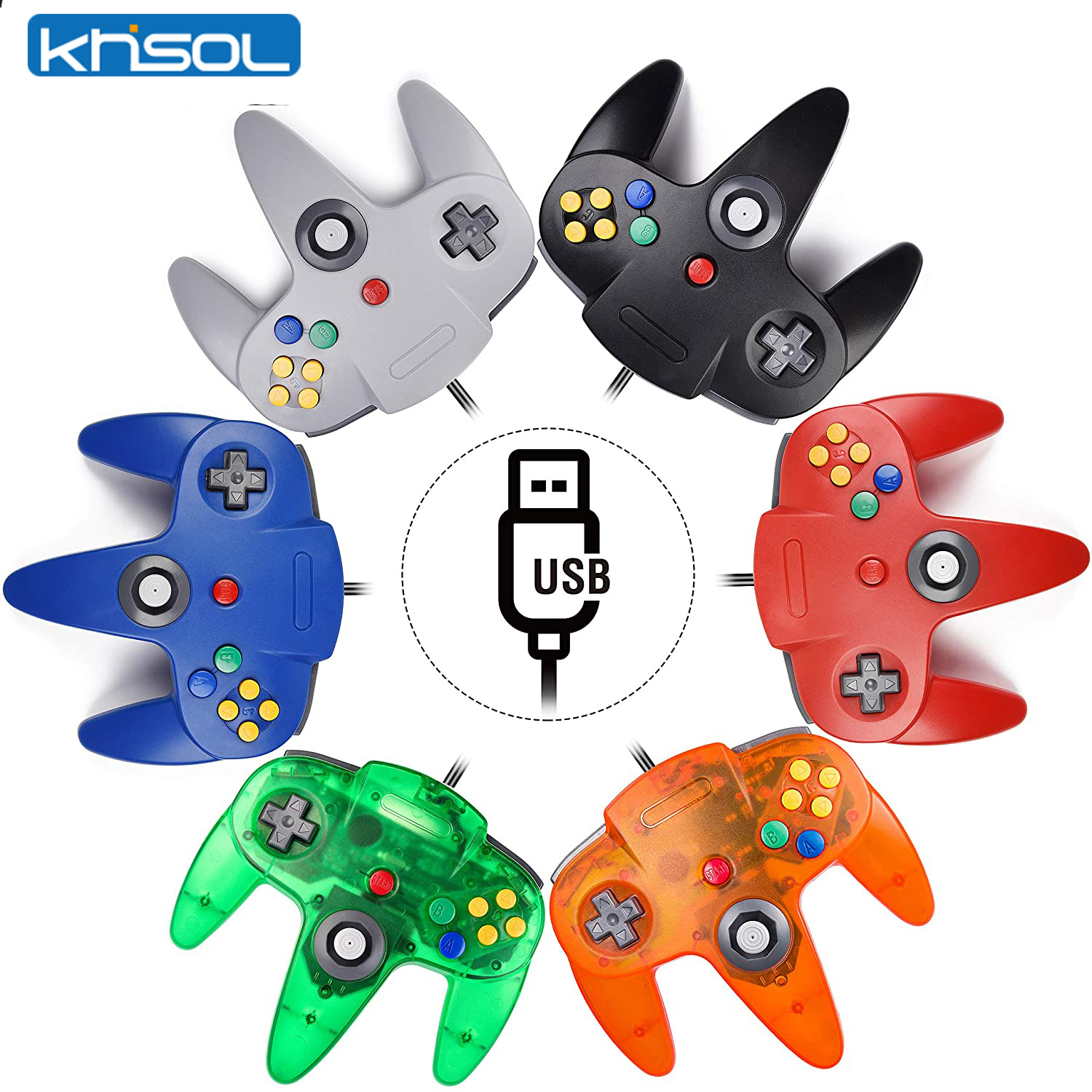 Retro Gaming Kit - N64 Denetleyici Klasik USB Kablolu Uzaktan